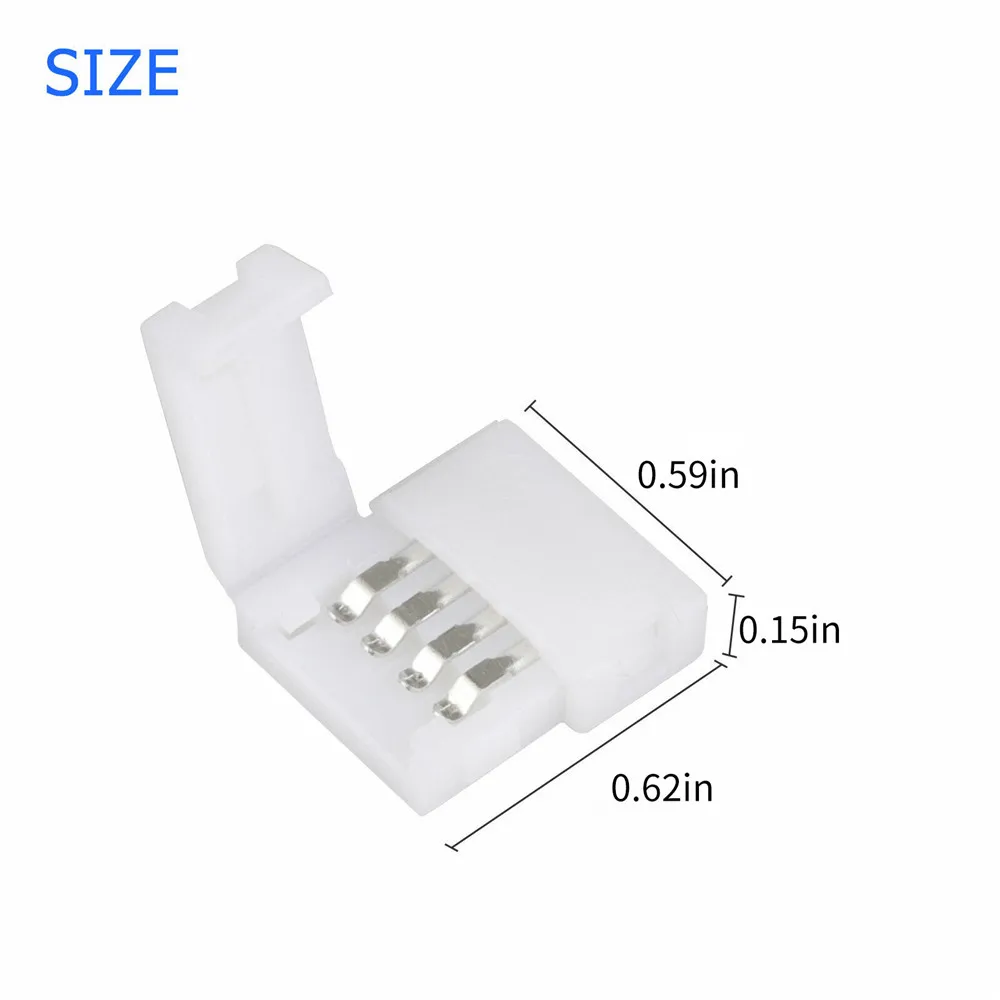 

4-pin Solderless Clip-on Coupler Connector for 5050 RGB LED Strip Light Quick Connector Free Soldering ABS LED Strip Connectors