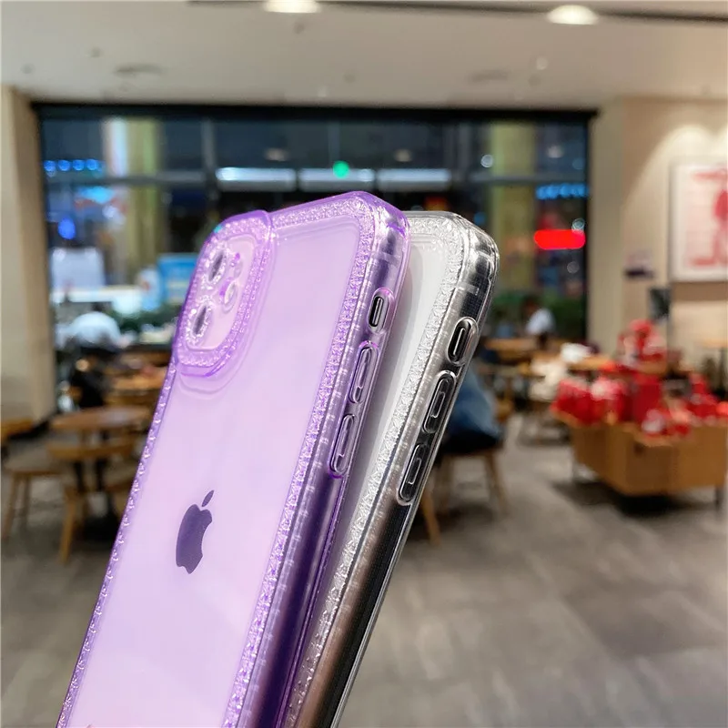 Прозрачный блестящий чехол для телефона с алмазной рамкой Iphone 13 12 11 Pro Max мягкий