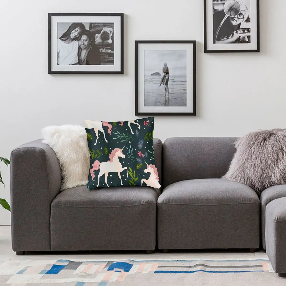 

Unicorn Throw Pillow Cover Decorative Pillow Vintage Pillowcase