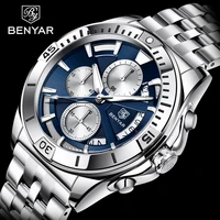 benyar mens watches 2021 top brand luxury stainless steel men quartz wristwatches chronograph sport military relogio masculino