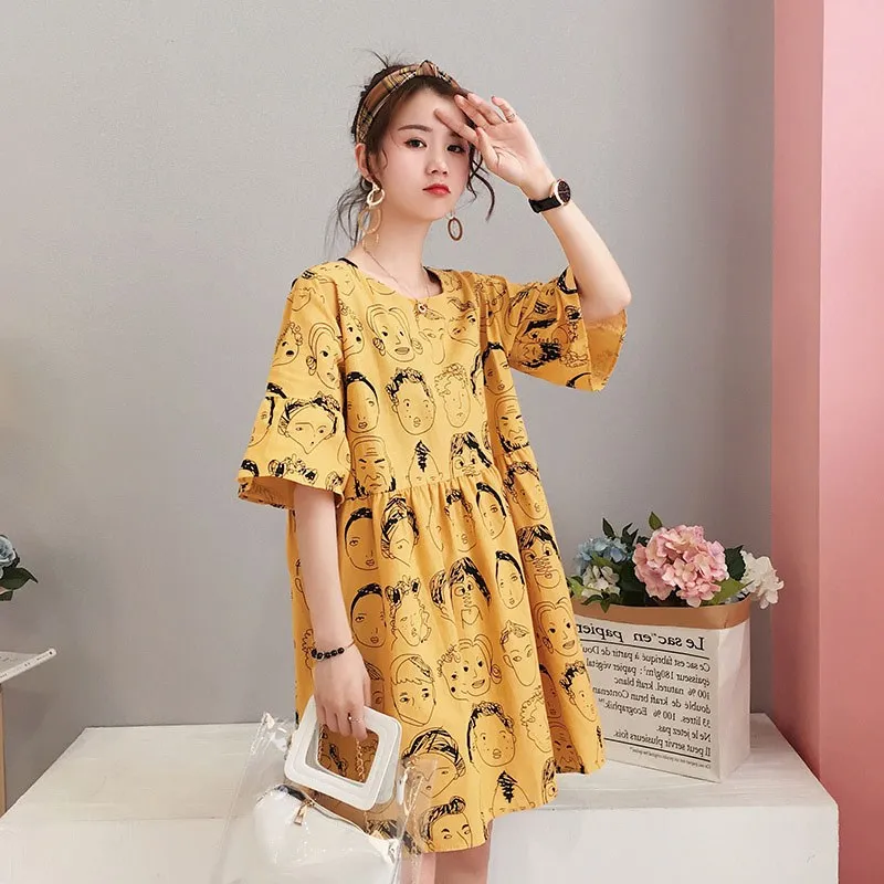 2019 летнее женское повседневное мини платье с О образным вырезом и шнуровкой Kawaii