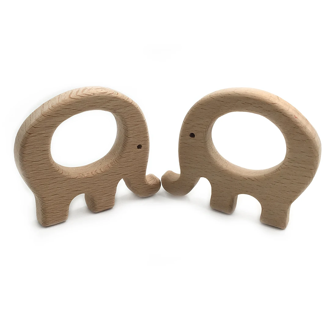 

Beech Wooden Elephant Natural Handmade Wooden Teether DIY Wood Personalized Pendent Eco-Friendly Safe Baby Teether Toys