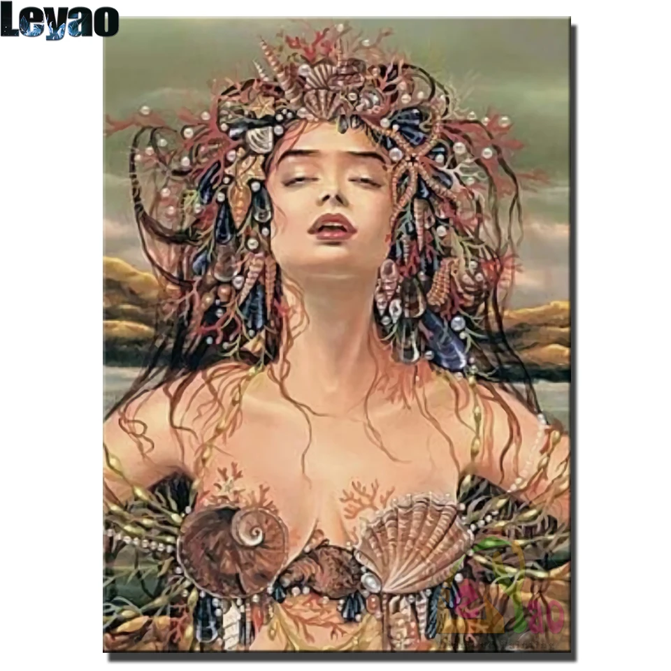 

5D Diy Diamond Painting Shell Mermaid Beads Embroidery Diamond Full Round Square Drill Diamond Mosaic Handicrafts Home Decor