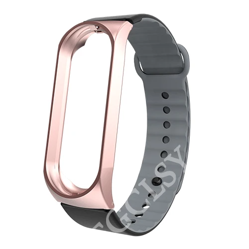rose gray FGCLSY mi Band 4 3 спортивный ремешок для xiaomi mi band 4 3 силиконовый ремешок на запястье аксессуары браслет металлический слот для xiaomi mi band 4 - Цвет: rose gray