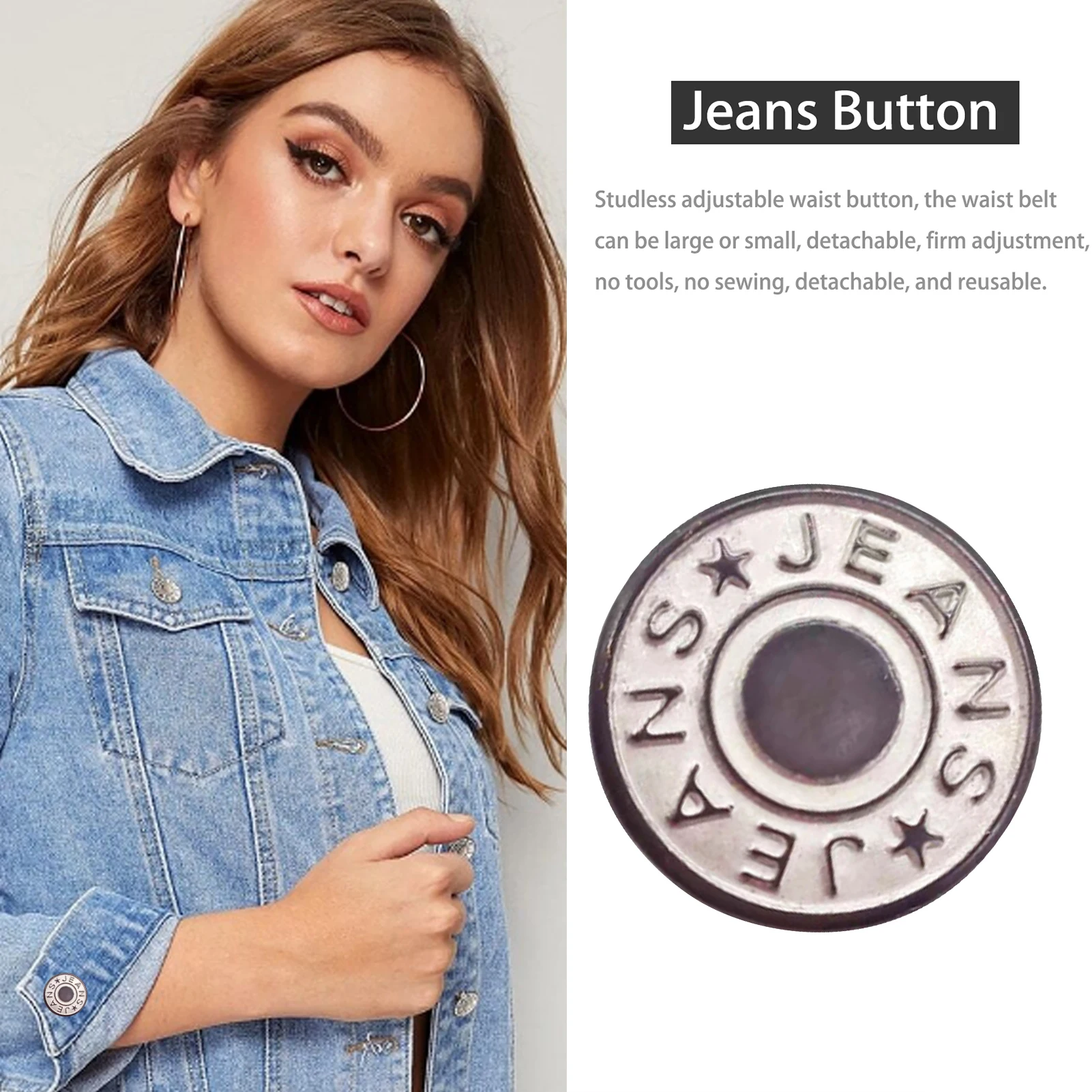 10-50pcs 17mm Detachable Jean Buttons Adjustable Leather Snap Reusable Metal Button Perfect Fit Universal Buckles No Sew Needed | Дом и сад