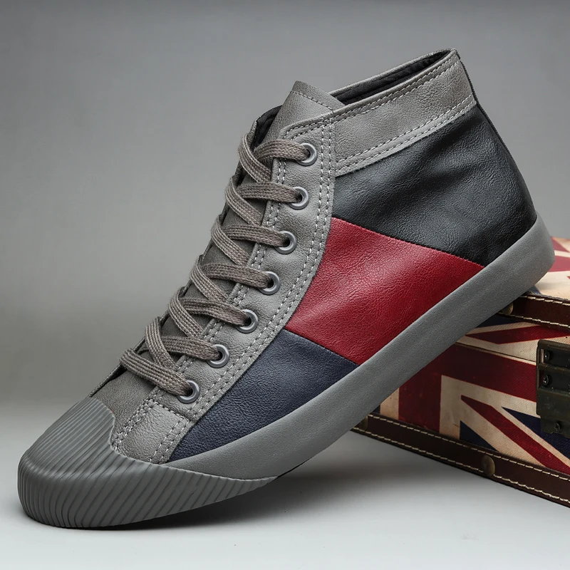 Мужские Ботильоны разных цветов коричневые кожаные ботинки с высоким берцем