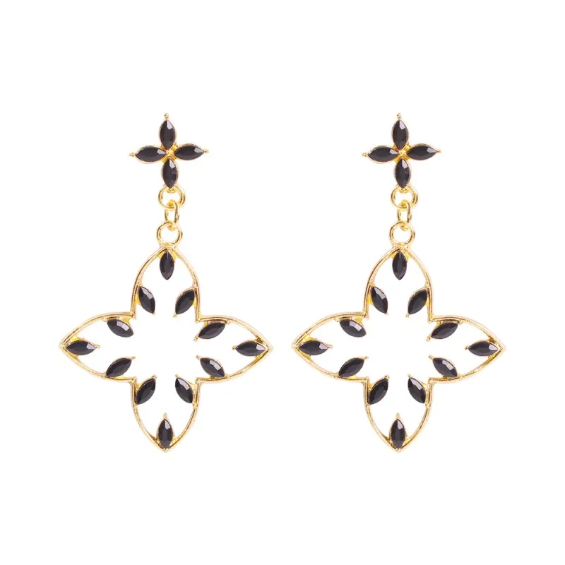 Полые хрустальные серьги с четырьмя углами и звездами геометрические цветные