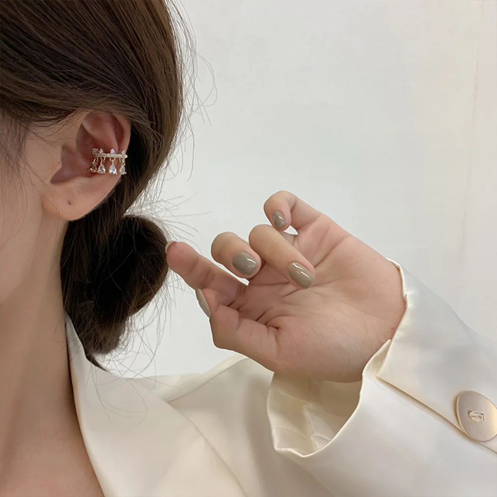 

Delicate Drop Crown Single Earrings For Women Transparent Zirconia Tiny Charm Clip Earring Wedding Jewelry