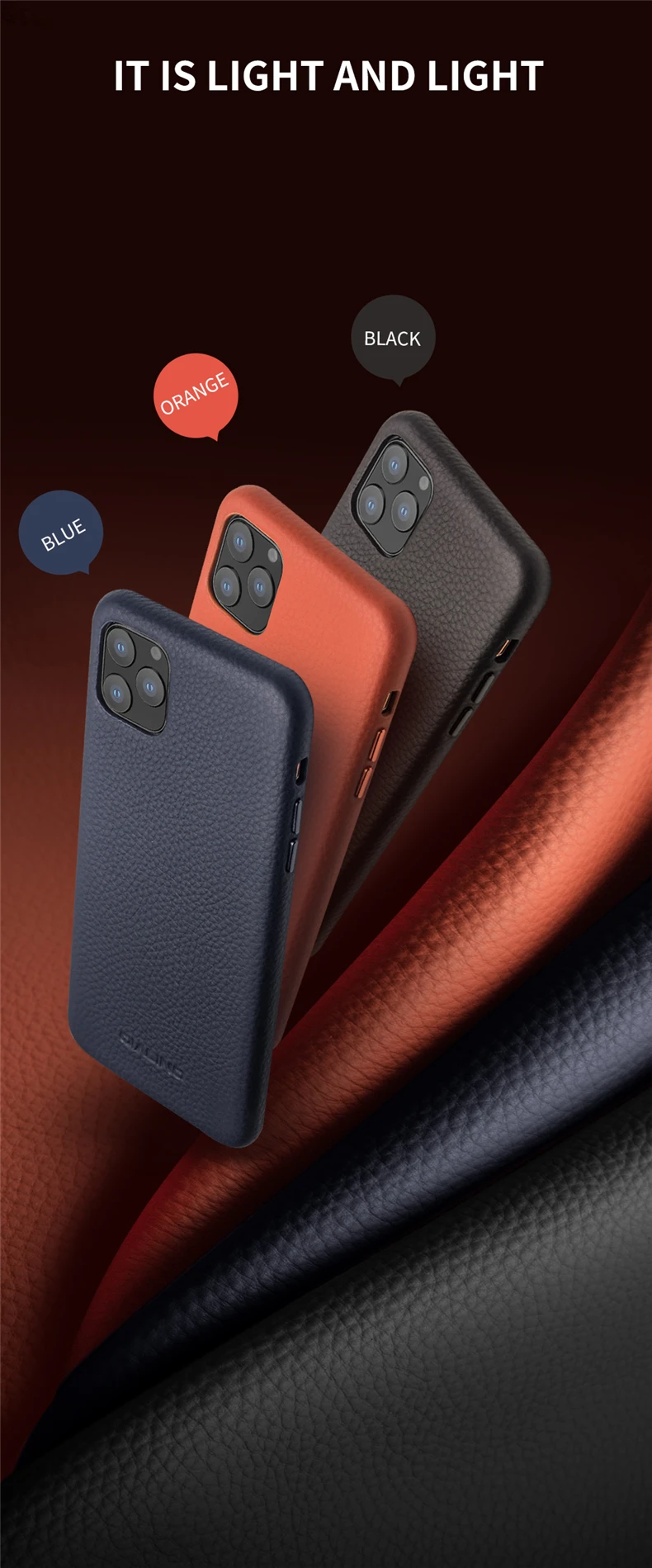 QIALINO, деловой чехол из натуральной кожи для iPhone 11 Pro Max, модная Роскошная ультратонкая Задняя сумка для iPhone 11 Pro