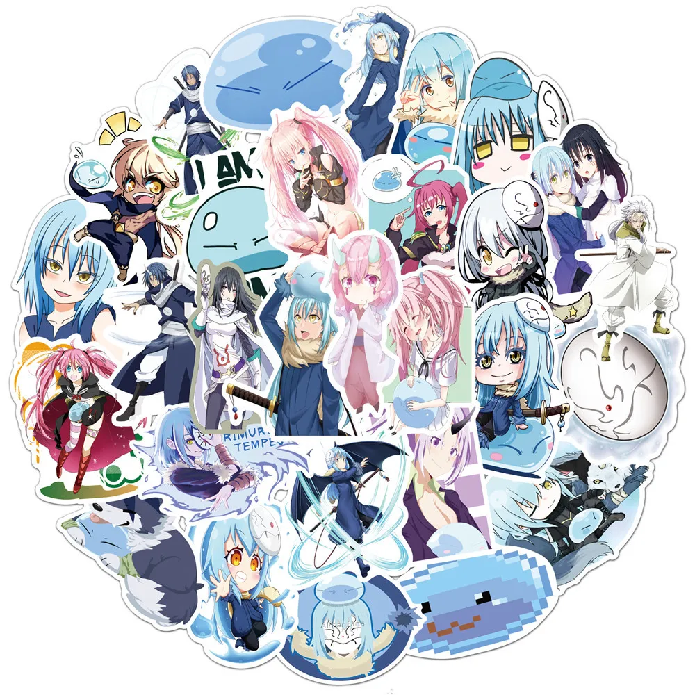 50 Uds. Por ese momento, me reencarn&eacute; como una guitarra de Slime, Anime Rimuru Milim Nava, pegatina para ordenador port&aacute;til, monopat&iacute;n, motocicleta, guitarra-4