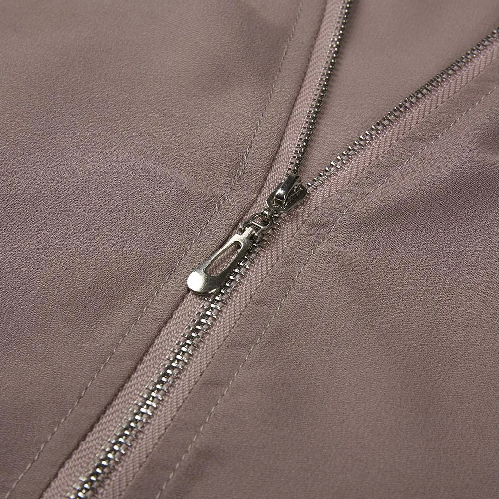 Блузка женская Однотонная рубашка на молнии с длинным рукавом свободного