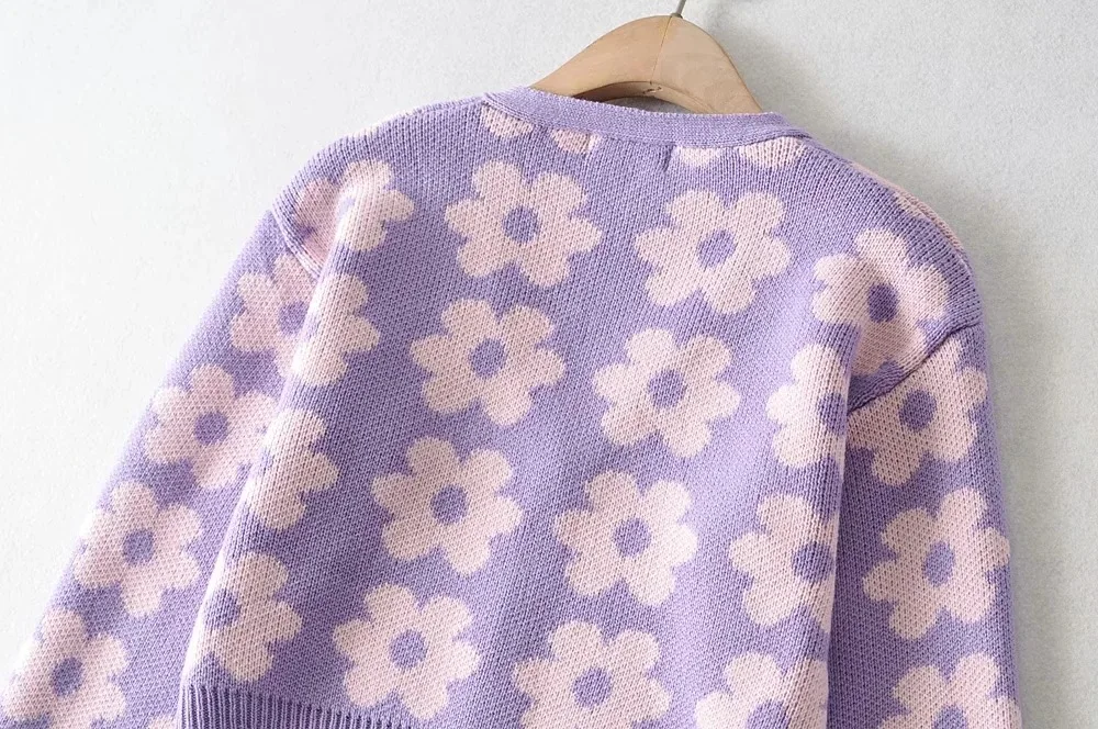 

Autumn Winter Women Cardigan Office Lady Long Sleeve Sweaters V Neck Single Breasted Female Cardigans Vintage Floral Embroidery