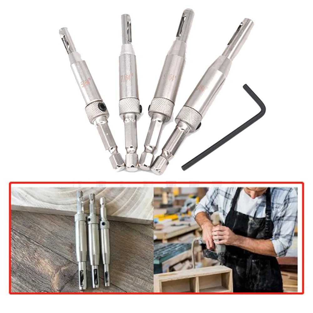 

4pcs Center Drill Bit Steel Self Centering Window Door Opener Hinge Tapper Core Drill Bits Set Hole Puncher Woodworking Tools