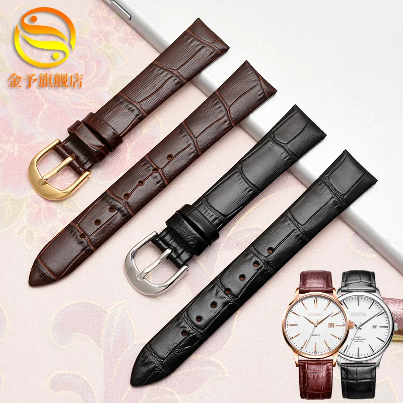 Watch Strap For fiyta Follie Armani Ernest Borel First Layer Cowhide WatchBands Bracelet 16mm Women's Leather Band | Наручные часы