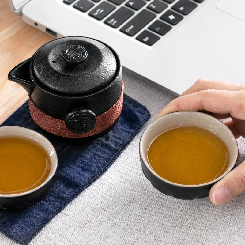 Черная керамика Экспресс чашка, один горшок, два концентрических чашки Портативный Путешествия Чайный Набор от AliExpress RU&CIS NEW