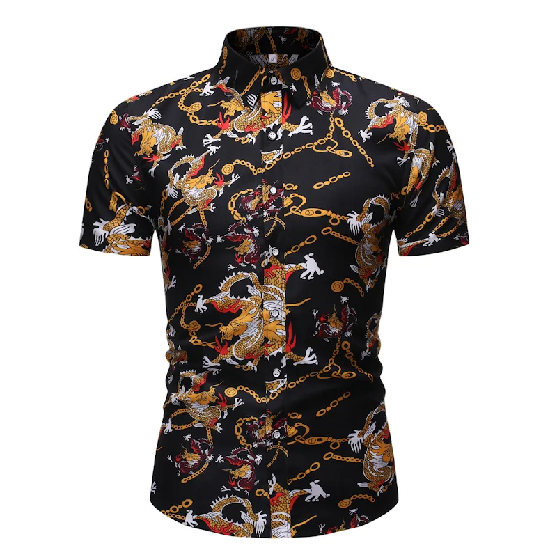 

Summer Pattern Tracksuit Men Beachwear Men's Set 2020 Mens Notched T Shirts +Shorts Two Piece Sets Floral Beach Swaet Suit