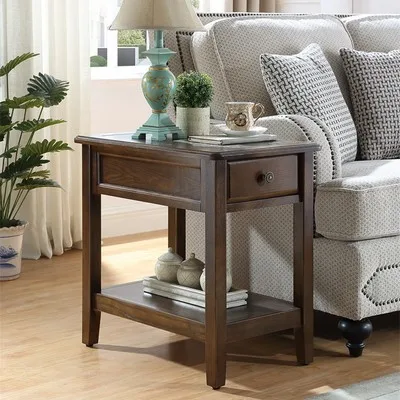 Modern rectangular corner living room solid wood small table simple American sofa side coffee telephone |
