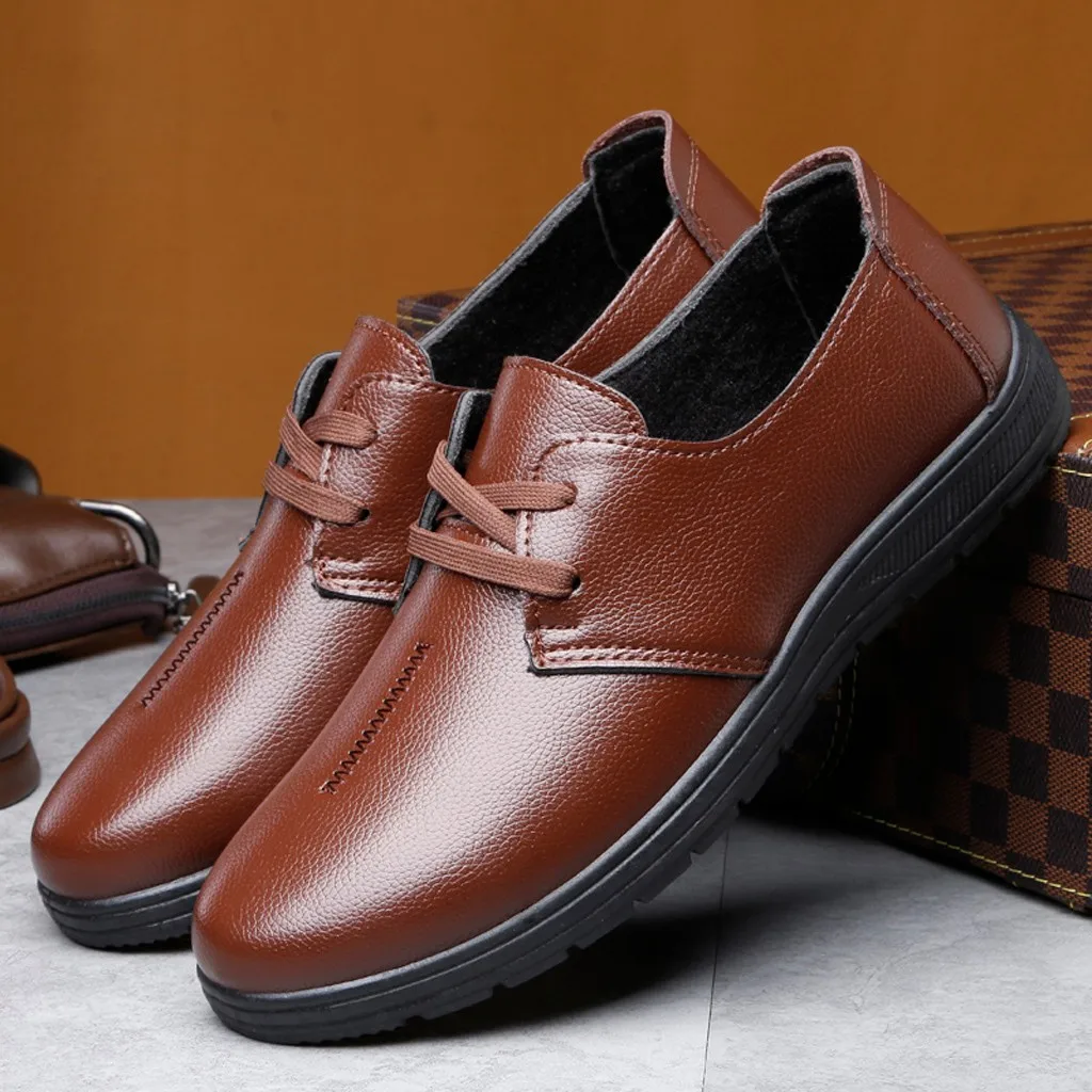 

Men Leather Shoes High Quality Elastic Band Fashion Design Solid Tenacity Comfortable Men Shoes Big Sizes Apr17