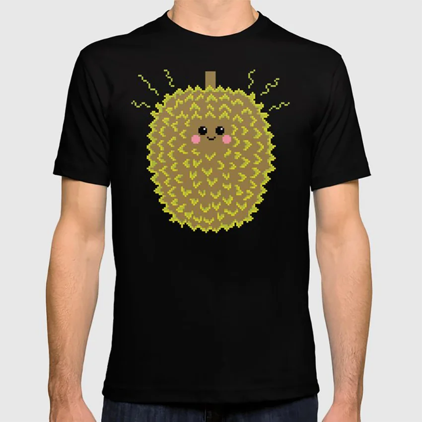 Футболка с надписью Happy Pixel Durian 8 бит бит|Мужские футболки| |