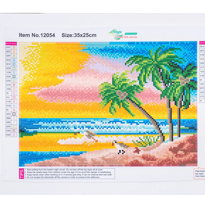 

5D Diy Diamond Embroidery Painting Coconut TreesCross Stitch Full Round Drill Rhinestone Mosaic Home Decoration