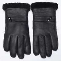 hot sale winter women men gloves warm wool lined sheepskin gloves elegant button full finger unisex luvas