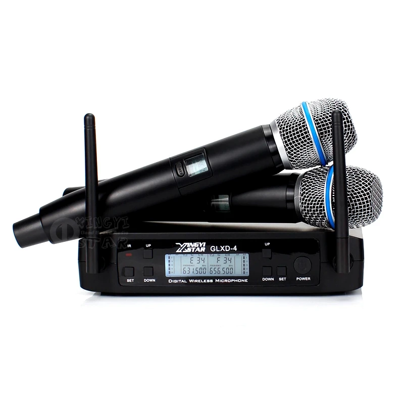 Двухканальный цифровой UHF беспроводной микрофон GLXD4 с 2 ручными беспроводными