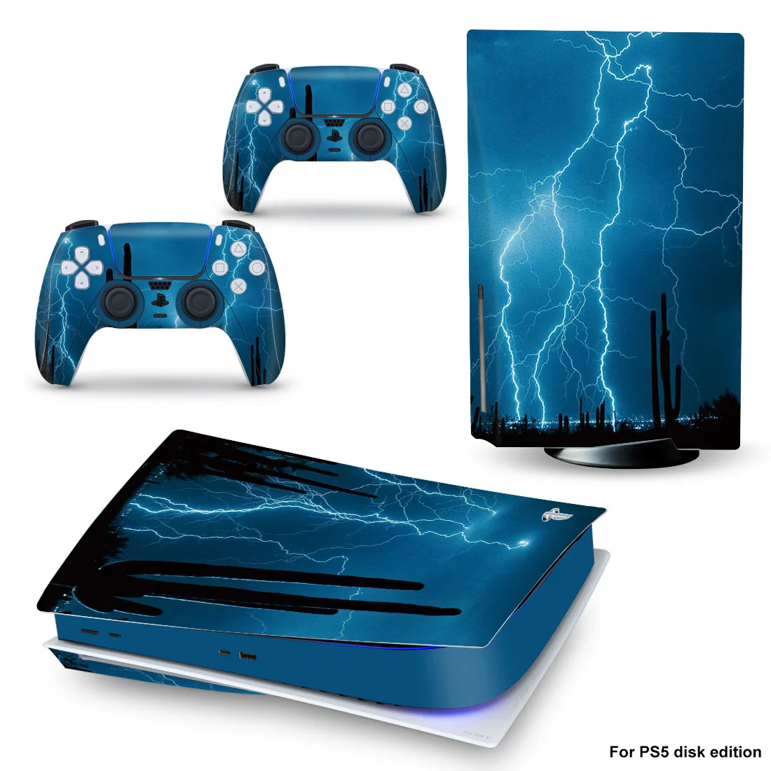 

Lightning PS5 Disc Edition Skin Sticker for Playstation 5 Console & 2 Controllers Decal Vinyl Protective Skins Style 1