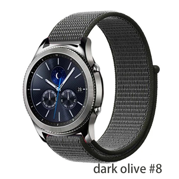 dark olive 8 Gear s3 Frontier ремешок для samsung galaxy watch 46 мм 42 мм S4 active 2 22 мм ремешок для часов amazfit bip/gtr 47 мм huawei watch gt ремешок - Цвет ремешка: dark olive 8