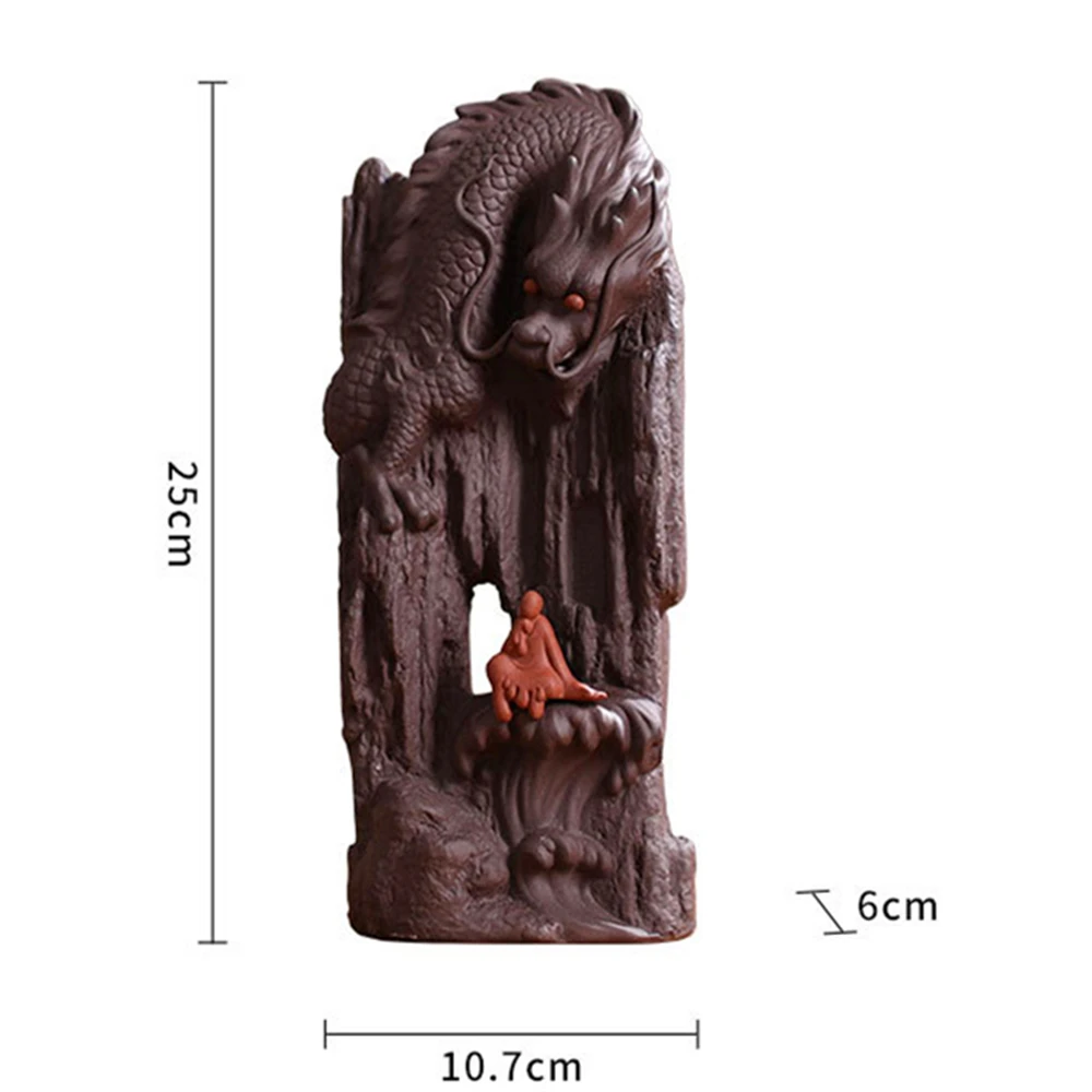 Purple Sand Ceramic Blackflow Incense Burner with 20pcs Incenses Classical Dragon Zen Creative Wealth Ornaments Home Decoration | Дом и сад
