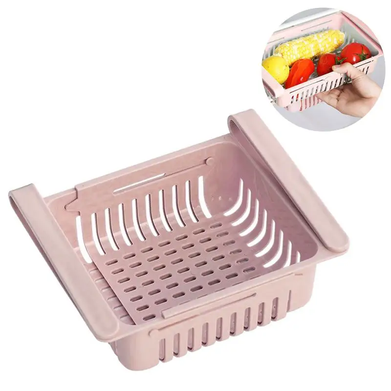 Кухонная Регулируемая растягивающаяся корзина для хранения в морозильной