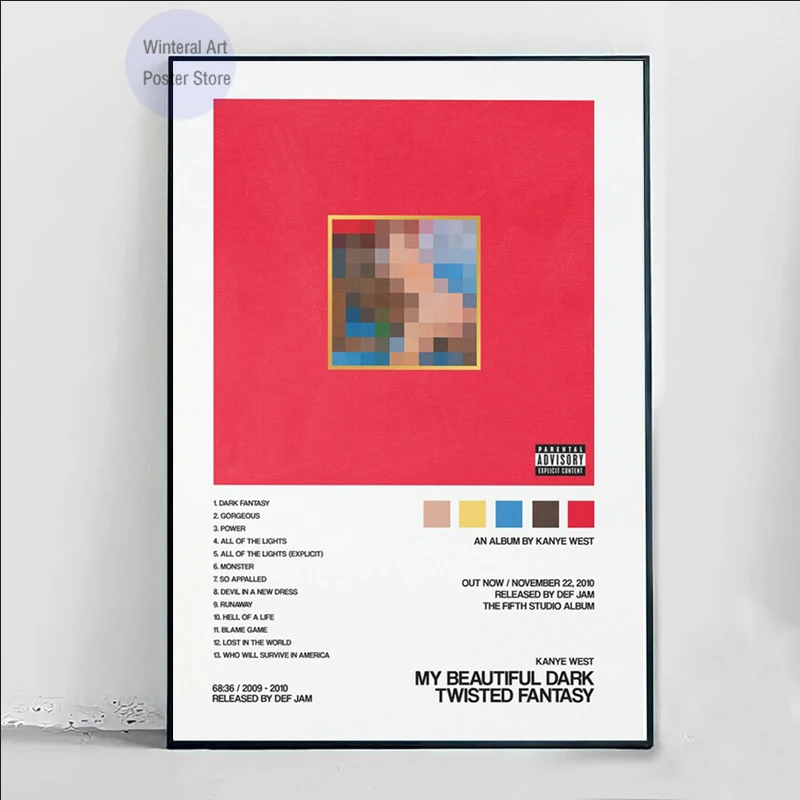 MT670 Kanye West My Beautiful Dark Twisted Fantasy Music Настенная картина на холсте постеры для гостиной