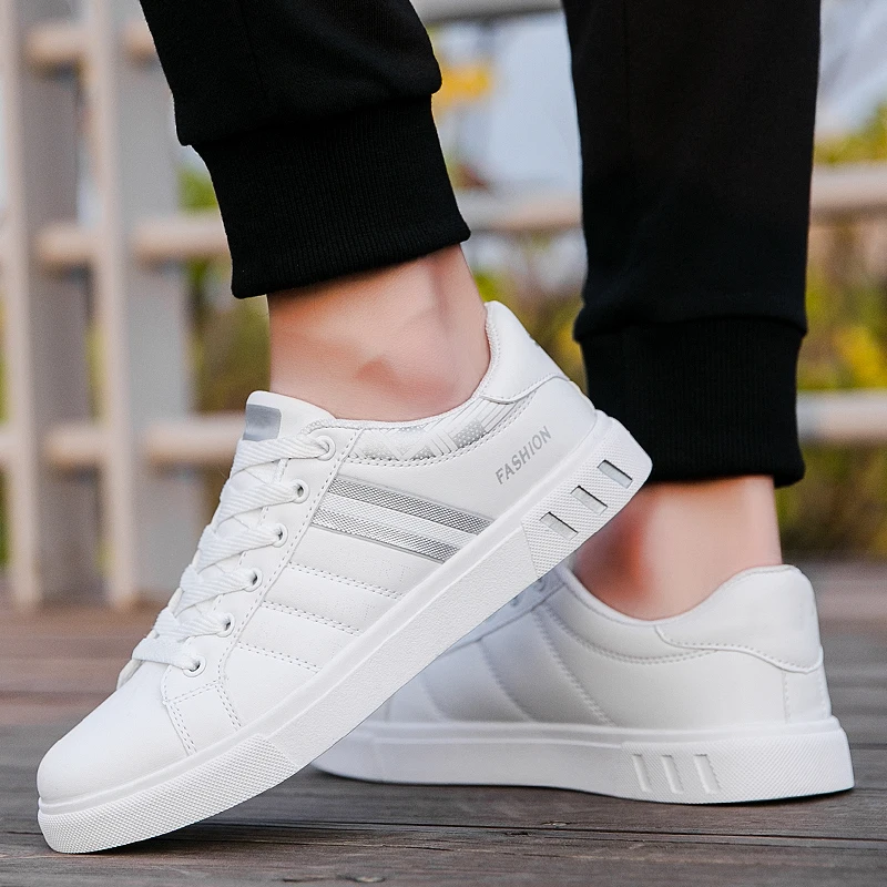 

Waterproof Leather Shoes Men Sneakers Black White Casual Shoes for Classic Men Sneakers Korean Fashion Shoe Men Sports Sneakers