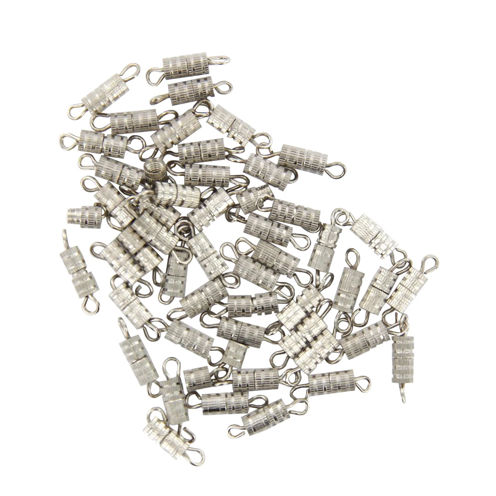 

50 Rhodium Plated Column Barrel Swivel Screw Clasps 15x4mm DIY Jewelry Findings