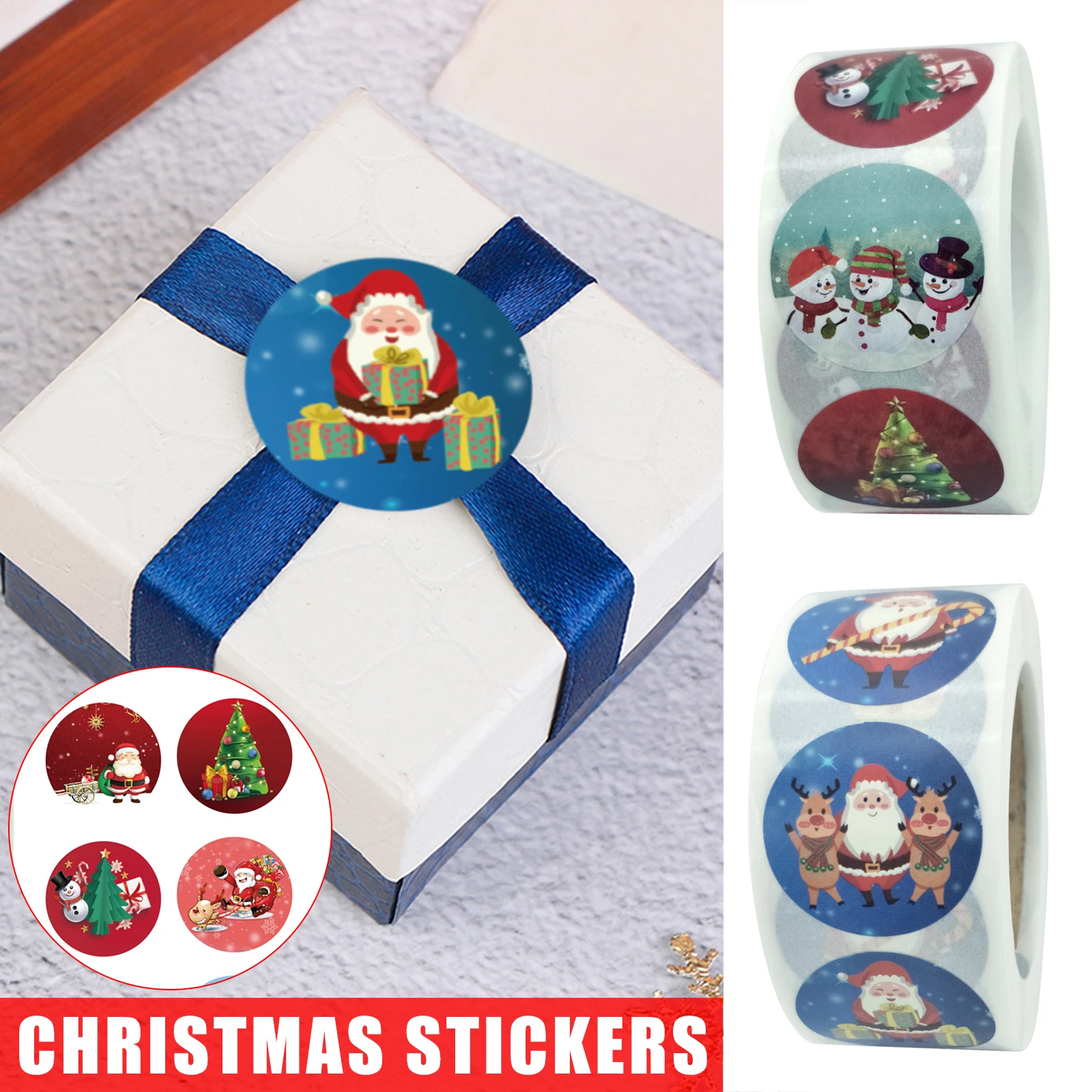 Рождественский подарок герметичные наклейки мультяшный принт Рождественская