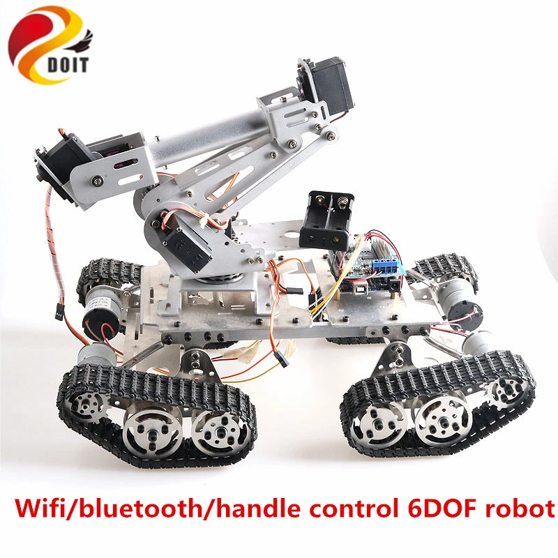 SZDOIT Wi Fi/Bluetooth/Управление ручкой Металл 6DOF RC рука робота + TS400 гусеничный Танк шасси
