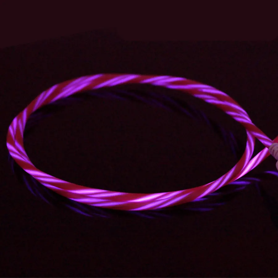 Светодиодный usb-кабель, светильник-вспышка, лампа для передачи данных, зарядное устройство для мобильного телефона для iPhone, samsung, Xiaomi, huawei, Android, кабель type-C 1 м