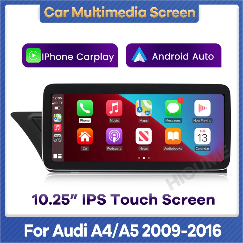

10.25" Wireless Apple CarPlay Android Auto Car Multimedia Touch Screen for Audi A4 A5 2009-2016 LHD RHD Video Camera Head Unit
