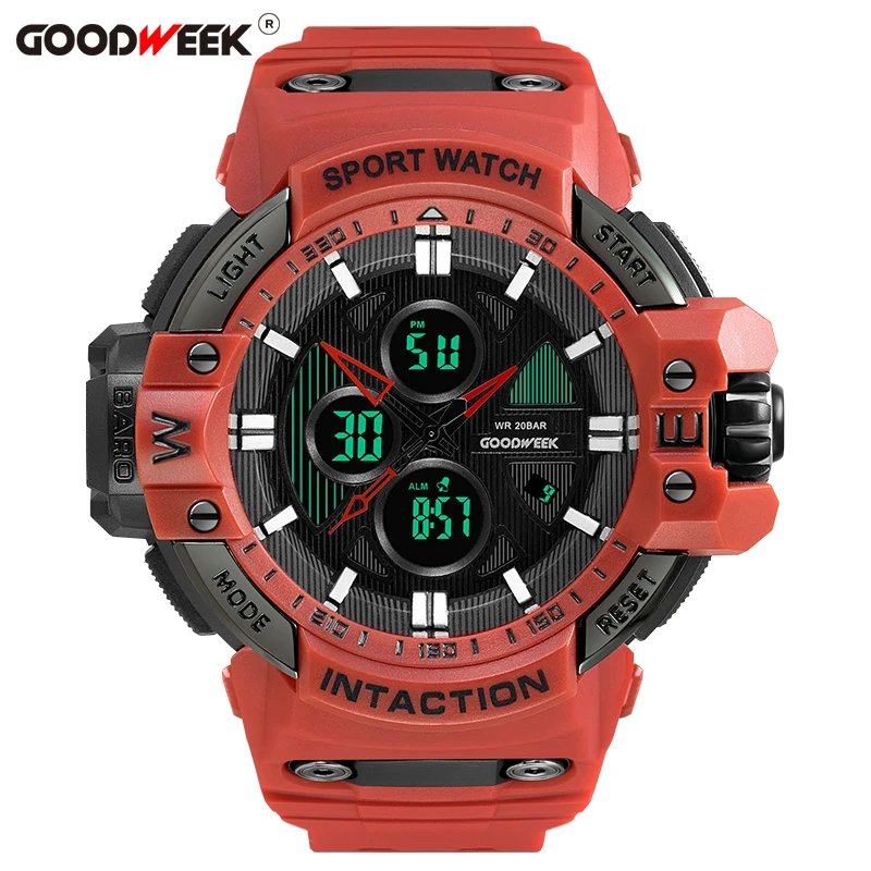 Многофункциональные военные мужские спортивные часы GOODWEEK водонепроницаемые