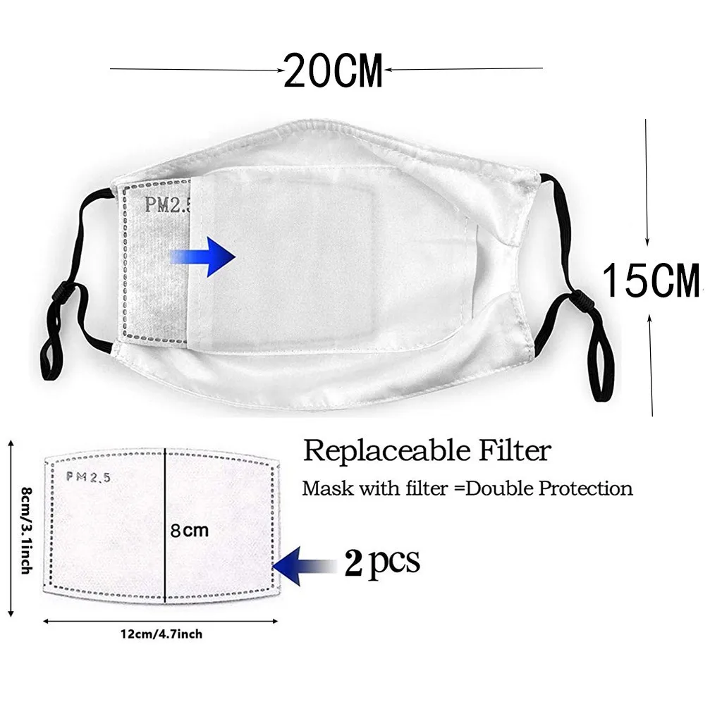 

1 Mask +2PC Filter Adult Christmas Mask And Printed elk Face Mask Protection Washable Earloop Mask mascarillas