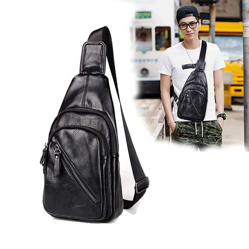 

Hot Sell Newest Black man Bags man shoulder bag designer Men Leather Crossbody chest bag Waist Bag Small Belt Pouch Hip Hop Bag