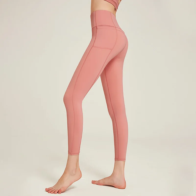 Peach Hip Sports Tights High Waist Hip-lift Fitness Trousers Side Pockets Slim Slimming Yoga Pants Leggings Women