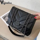 Женские сумки через плечо из искусственной кожи с вышивкой и нитью, модные сумки через плечо с цепочкой, женская брендовая сумка большой вместимости