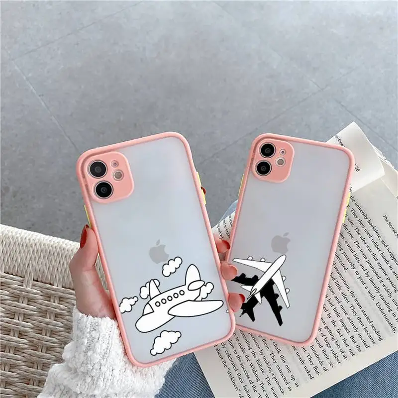 

Simple outline of the aircraft Phone Case Matte Transparent for iPhone 7 8 11 12 s mini pro X XS XR MAX Plus cover funda