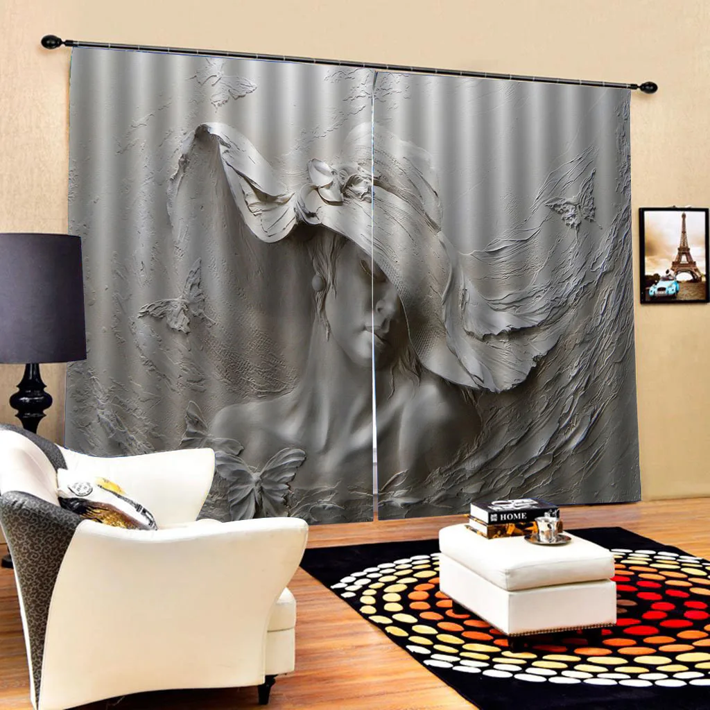 Рельефная 3D занавеска с трехмерной рельефной головкой для душа в ванной