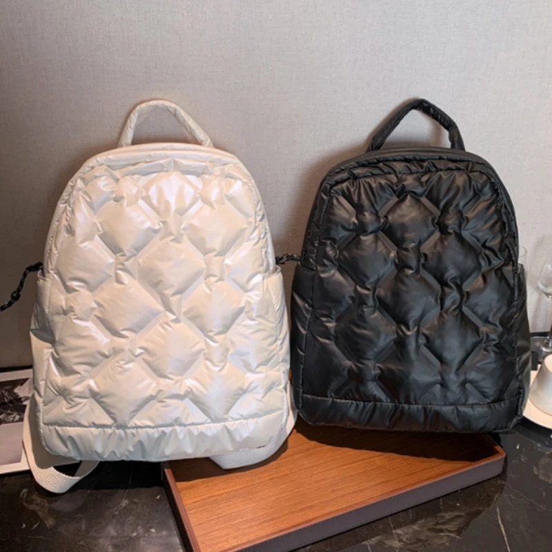 

Soft Warm School Bag Women's Backpack 2021 New Shoulder Back Bags Female Rucksack Quality Mochila Fashion Space Down Backpacks