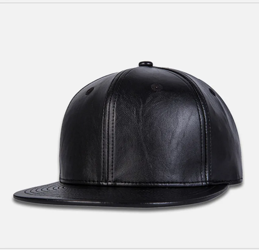 

Mens hats and caps Casual PU Leather Kpop Hip Hop baseball Cap Women Snapback Bone Basketball Trucker Hat 6 Panels Flat Dad Hat