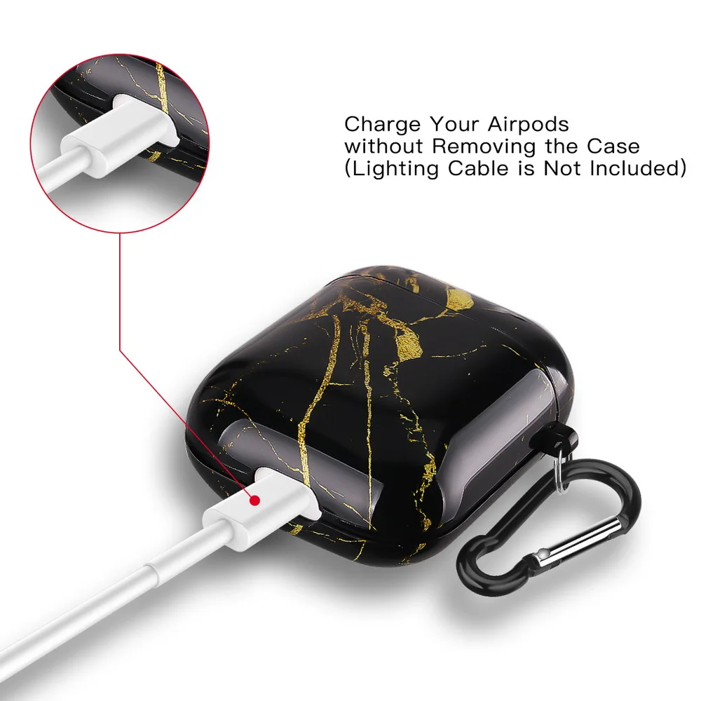 Новый роскошный чехол из мягкого ТПУ для наушников Apple Airpods 1 2 Глянцевая IMD черного