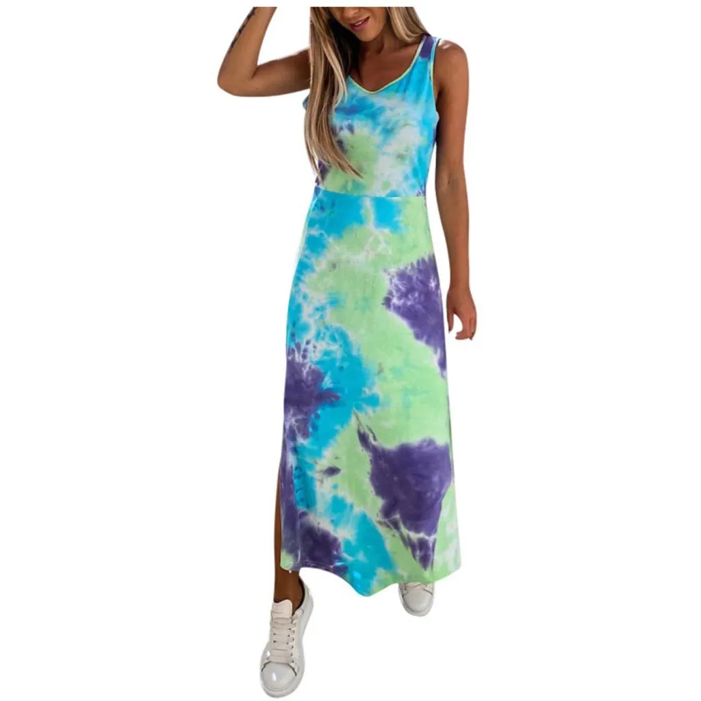 Женское асимметричное Повседневное платье макси лоскутное длинное пляжное с