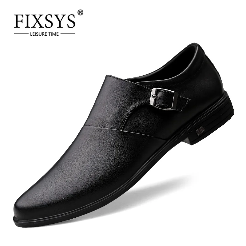 

Туфли-оксфорды мужские FIXSYS, из натуральной кожи, с ремешком, деловые, черные