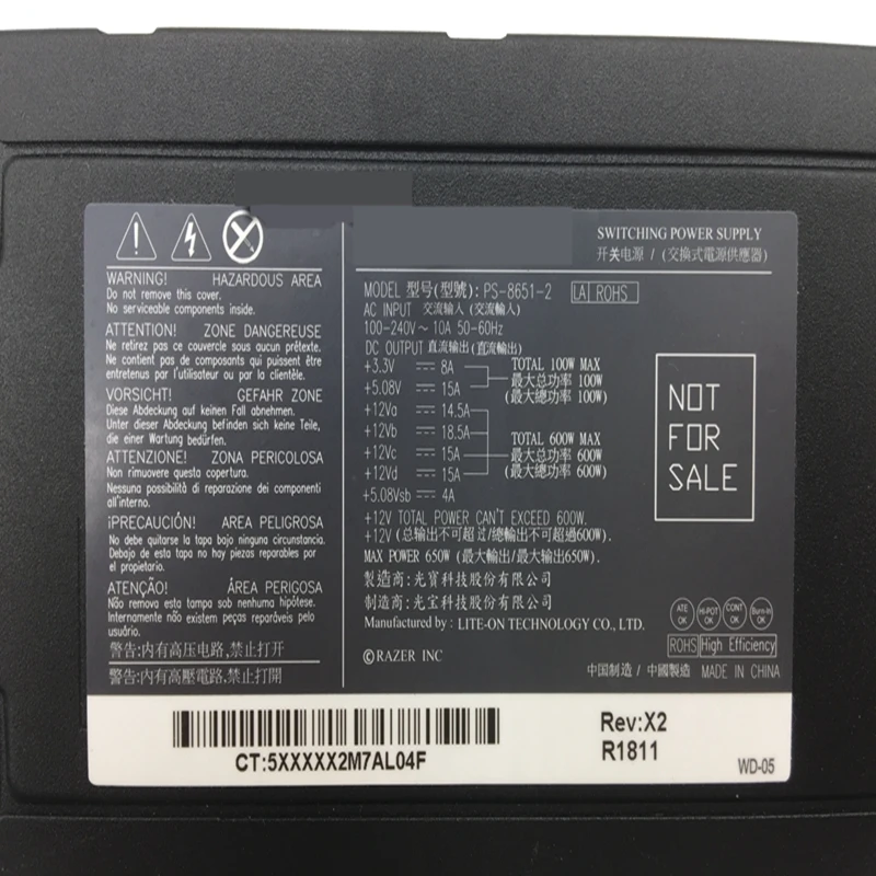 Новый оригинальный блок питания для Liteon Pazer 650 Вт импульсный источник PS-8651-2 |